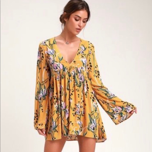 Free People Belle Printed Tunic in Yellow Floral - Picture 5 of 7